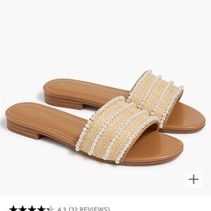J. Crew Factory pearl slides sandals‎ size 7 READ summer beach cruise wedding